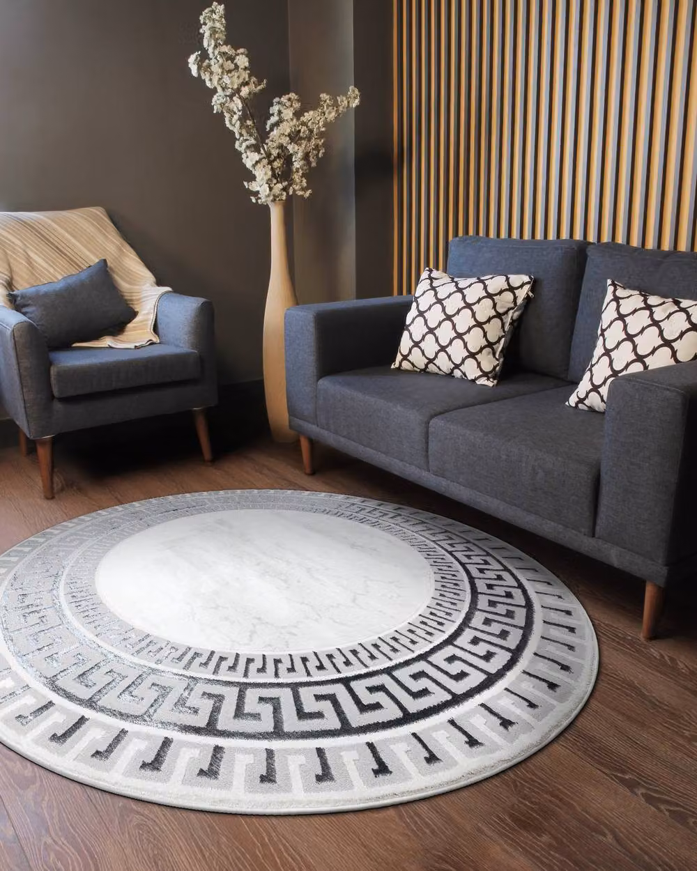 RugsX Allure Round Geometric Rug in White, Diameter: 150 cm – 2