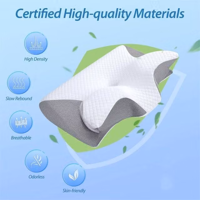 Havendro Ergonomic Firm Memory Foam Pillow with Cooling Removable Cover in White