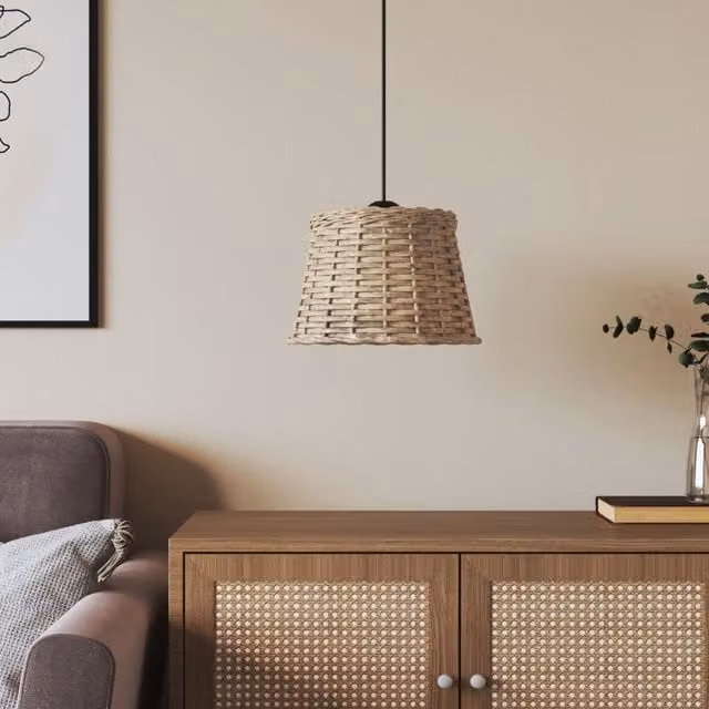 Berkfield Home Brown Wicker Ceiling Lamp Shade, W: 25 cm, H: 17 cm – 1