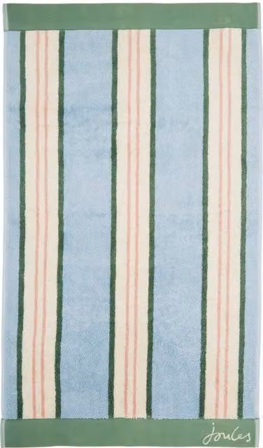 Joules Juliette Striped Cotton Terry Hand Towel in Blue and Pink – 1