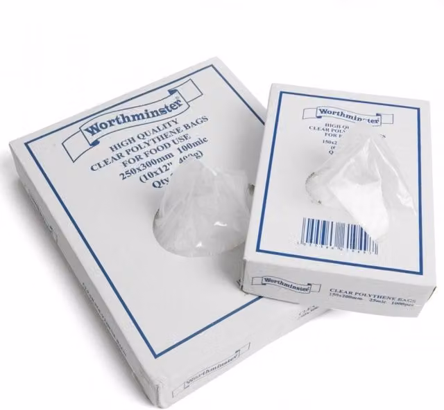 KDMK Transparent White Lightweight Food Storage Poly Bags, Freezer Safe, W: 30.48 cm x H: 38.1 cm