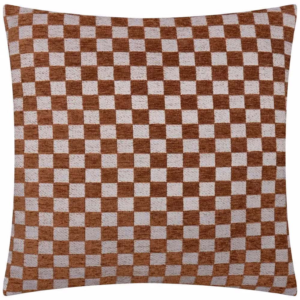 HOEM Larro Chenille Checkerboard Decorative Cushion in Copper, 45 x 45 cm – 2