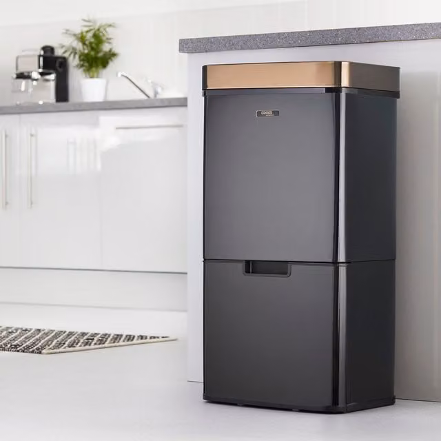 Cooks Professional 75L Recycling Sensor Bin with 3 Compartments and Food Caddy, Black Matt