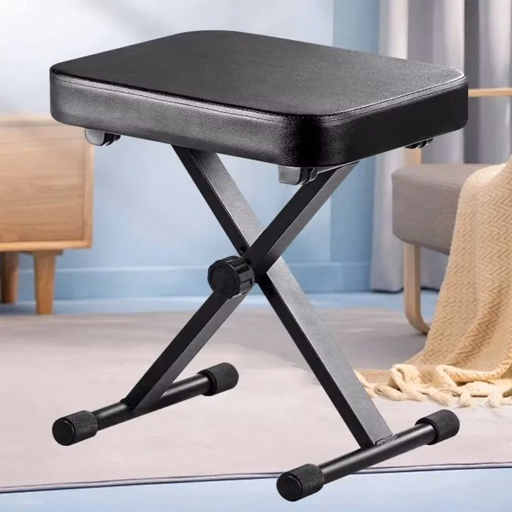 VOGREX X-Style Adjustable Folding Piano Keyboard Stool in Black – 3
