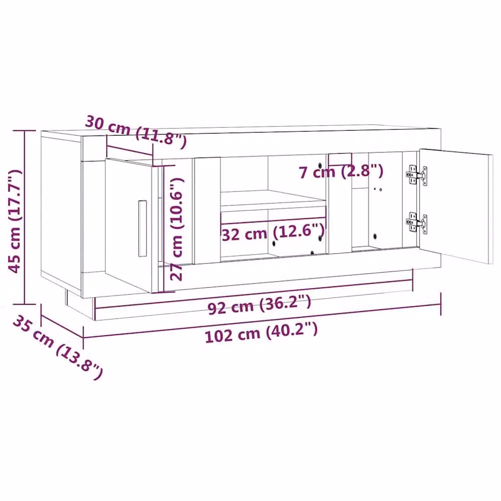 Berkfield Home Smoked Oak TV Cabinet in Brown, W/D/H: 102 x 35 x 45 cm – 4