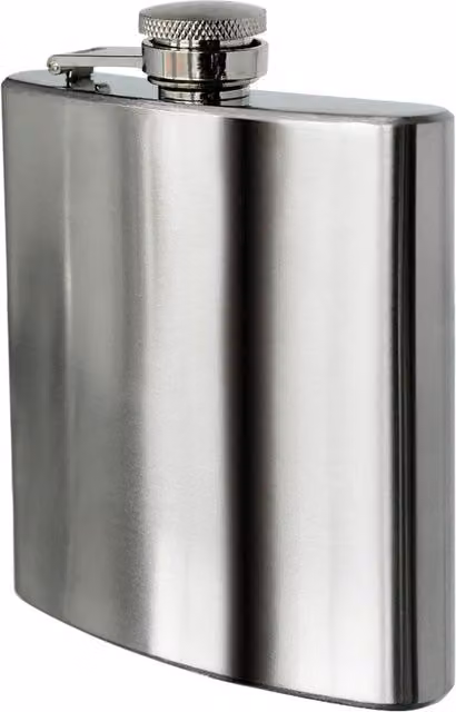 Orsina Black Leather Effect Stainless Steel Hip Flask Set with Shot Glasses and Funnel, 8oz, Silver – 1