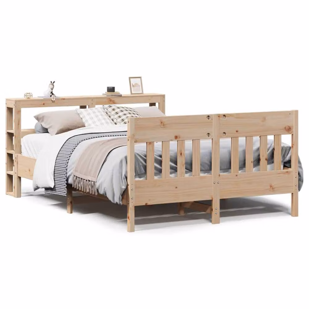 Berkfield Home Rustic Solid Wood Pine Bed Frame in Brown, W/D/H: 140 x 200 cm – 2