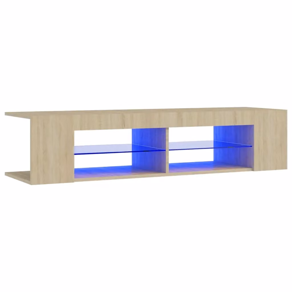 Berkfield Home Modern TV Cabinet with LED Lights in Sonoma Oak Brown, W/D/H: 135 x 39 x 30 cm – 2