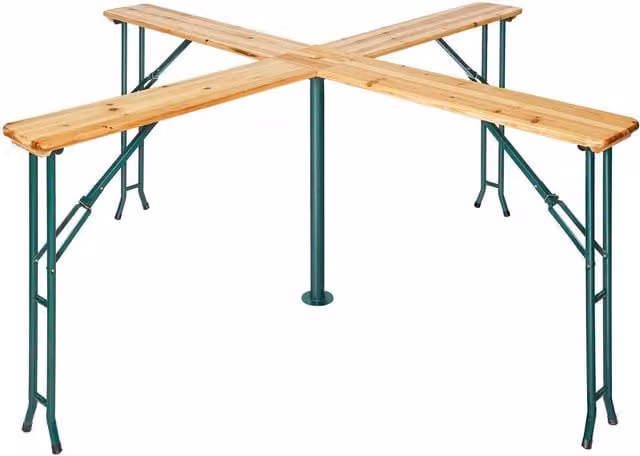 tectake Folding Table Quattro with Parasol Holder in Brown, W/D/H: 241 x 241 x 103 cm – 1