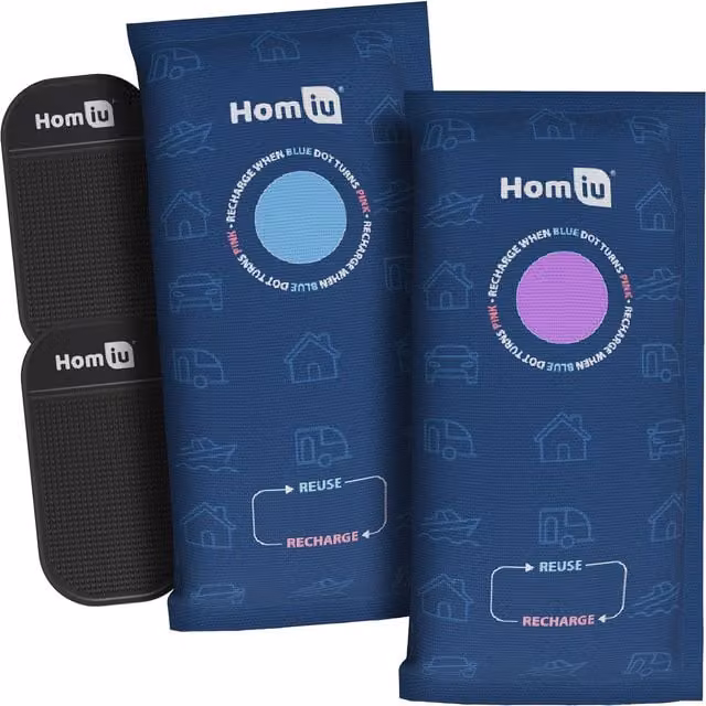 Homiu Reusable Car Dehumidifier Bag with Anti-Slip Mat, 1kg Moisture Absorber, Blue
