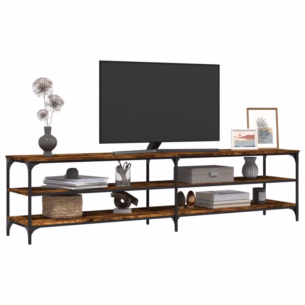 Berkfield Home Industrial TV Cabinet in Smoked Oak and Brown, W/D/H: 200 x 50 x 30 cm – 3