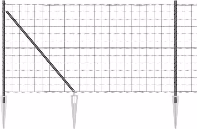 Berkfield Home Euro Fence with 7 Spike Posts, Galvanised Steel, Grey, W: 10 m, H: 1 m