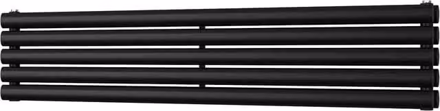 UK Radiators Omeara Axis Black Elliptical Tube Horizontal Designer Double Panel Radiator W: 140 cm, H: 29 cm – 1