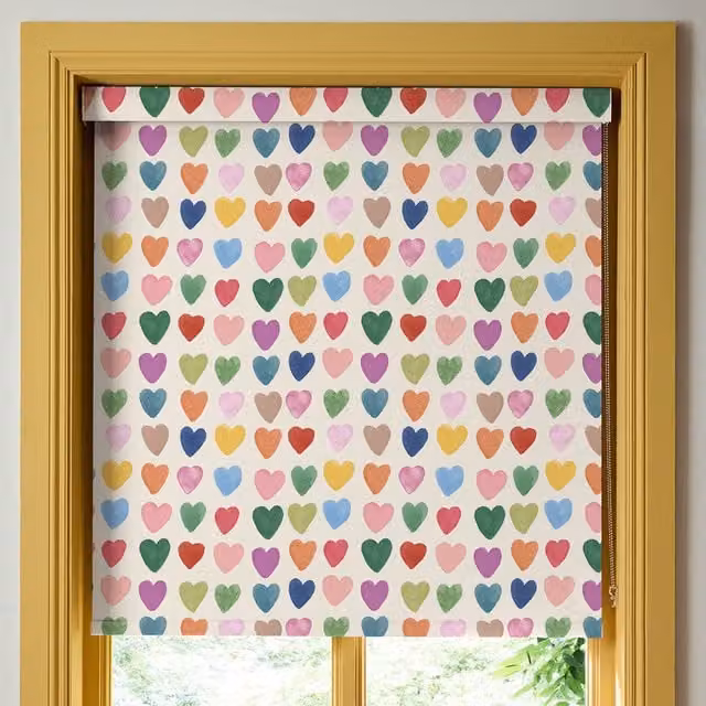 Wee Blue Bell Love Hearts Blackout Made To Measure Roller Blind, Multicolour