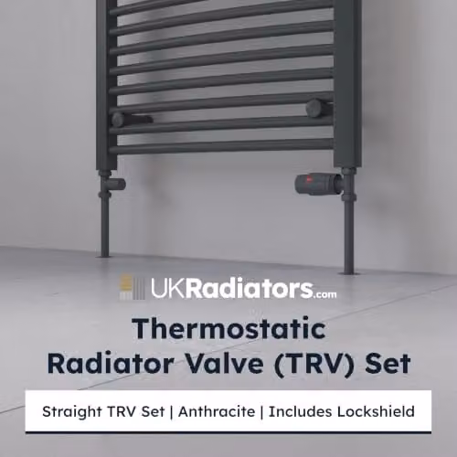 UK Radiators Solid Brass Thermostatic Radiator Valve Set in Anthracite, 1/2" x 15mm – 2