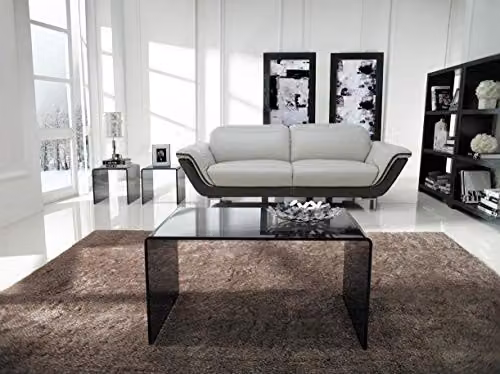 Thats Furniture Modena Set of 3 Black Glass Nest of Tables, W: 86 cm, D: 46 cm, H: 38 cm – 4