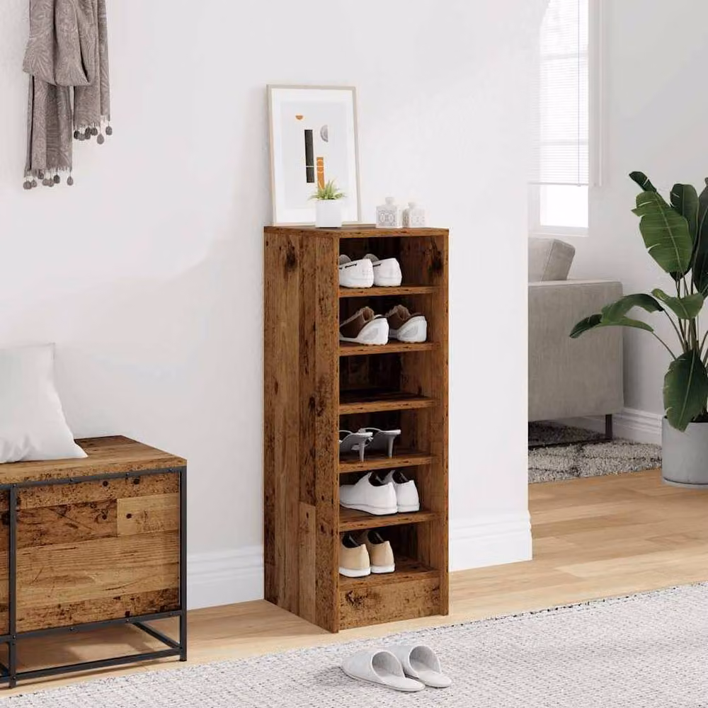 Berkfield Home Rustic Brown Wood Shoe Cabinet, W/D/H: 32 x 35 x 92 cm – 2