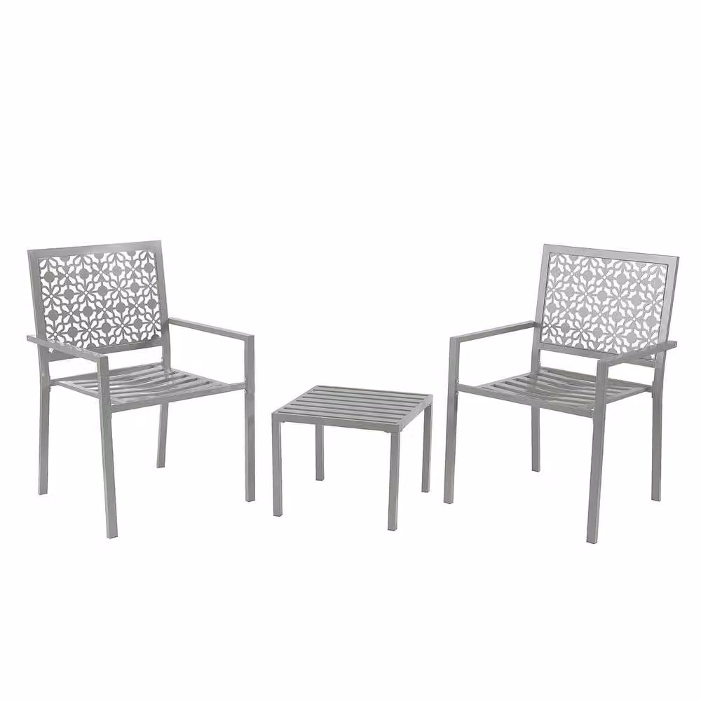 Coopers of Stortford Modern Matt Grey Steel Patio Table and Chair Set – 2