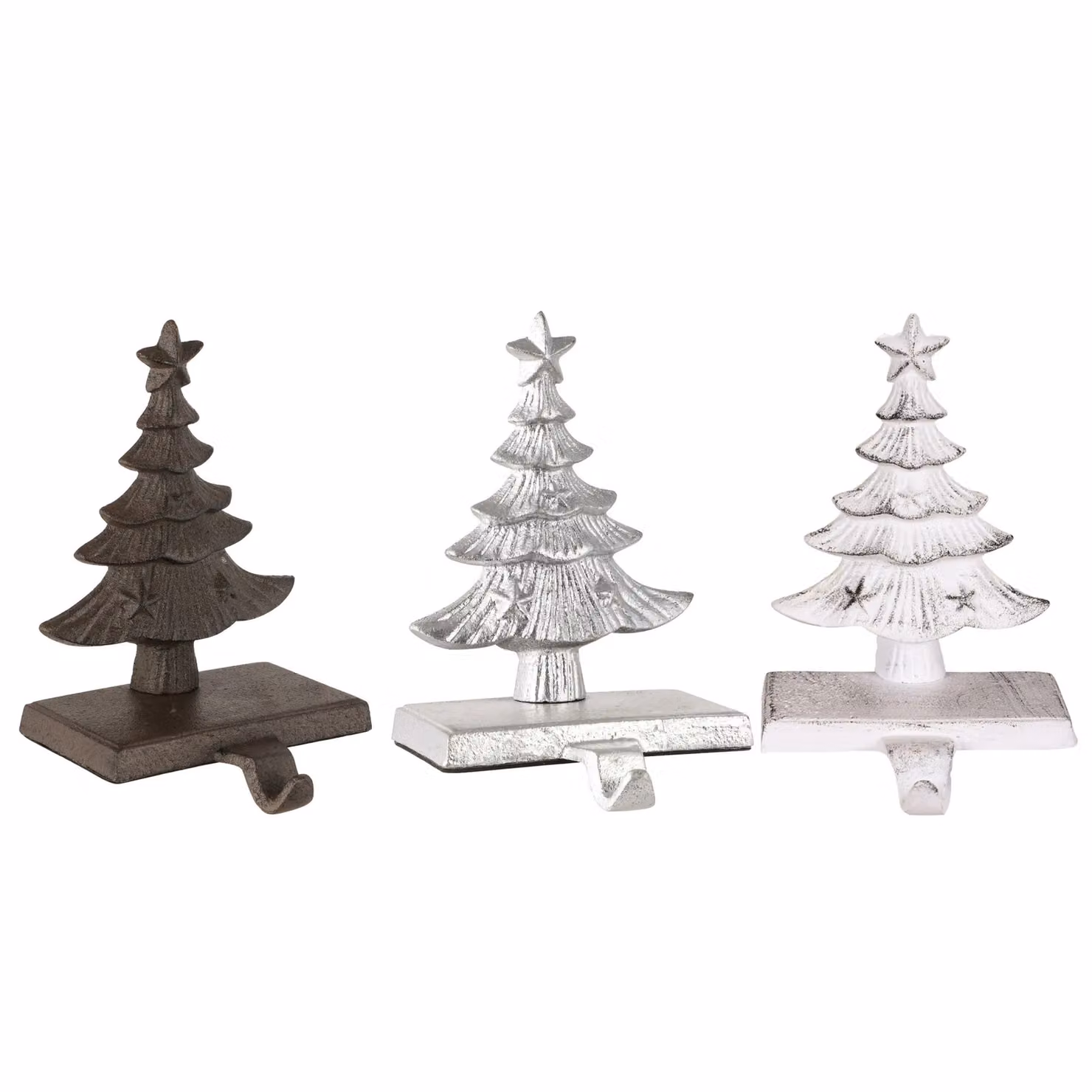 Dibor Pack of 3 Brown Metal Christmas Stocking Holders with Star Decoration – 2