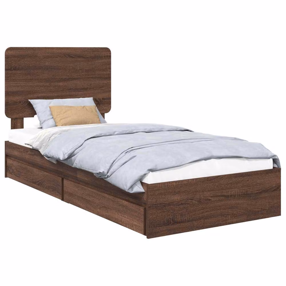 Berkfield Home Modern Storage Bed with Drawers in Brown Oak, Engineered Wood, W: 75 cm x L: 190 cm – 2