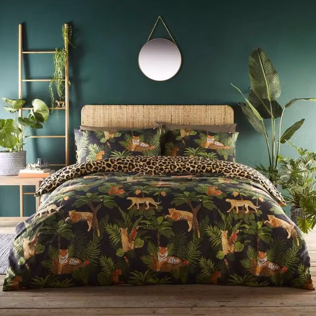Portfolio Home Reversible Graphic Animal Duvet Cover Set, Multicolour and Yellow, W: 180 cm x L: 200 cm