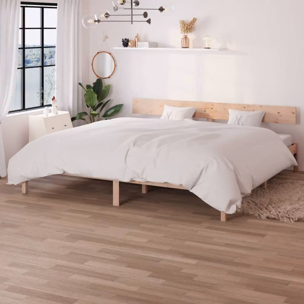 Berkfield Home Solid Wood Pine Bed Frame in Beige, 200 x 200 cm – 2