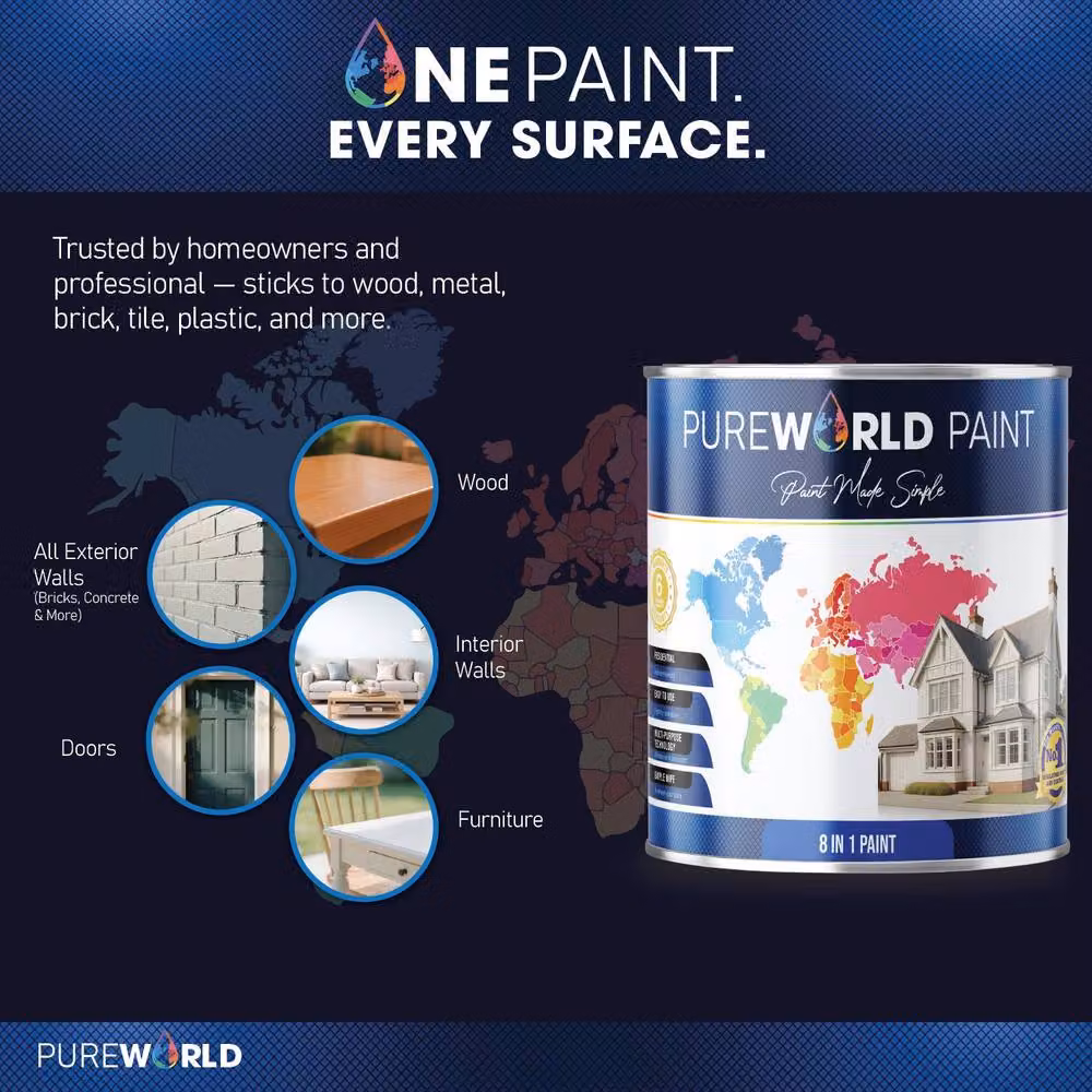 Pureworld Multi Surface Indoor and Outdoor All-In-One Water Based Matt Paint, Dark Grey, 20 l – 3