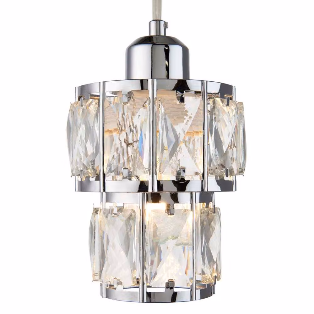 Pagazzi Darla Small Chrome and Crystal Glass Pendant Ceiling Light in Silver – 2
