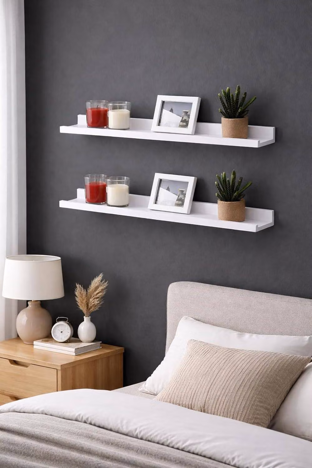 SPOT ON DEALZ Set of 2 White Wooden Floating Shelves, W: 80 cm – 3
