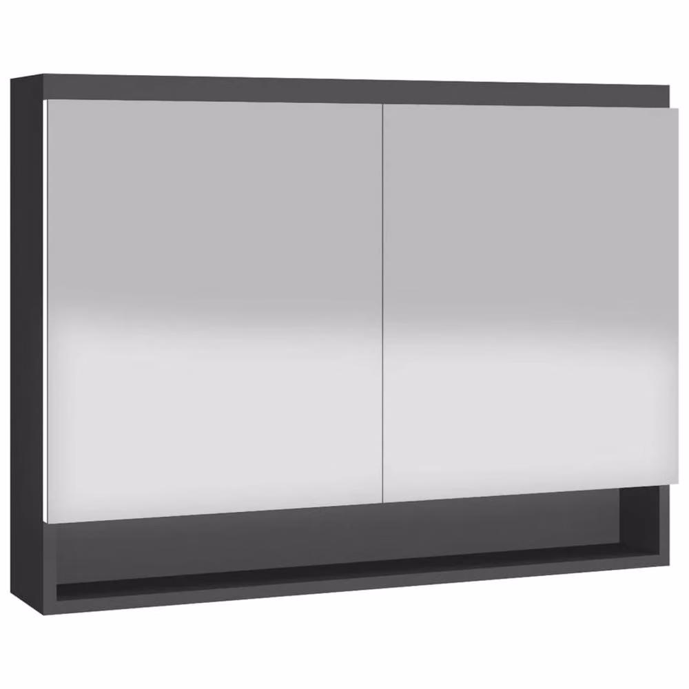 Berkfield Home Modern Wall Mounted Bathroom Mirror Cabinet in Anthracite Black, W/D/H: 80 x 15 x 60 cm – 2