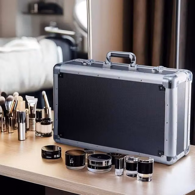 EONLION Portable Aluminium Media Storage Case, Black, Width: 50 cm
