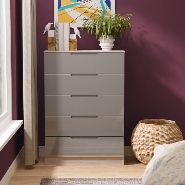 2 U Lucca 5 Drawer Chest in Grey, Ready Assembled – 1