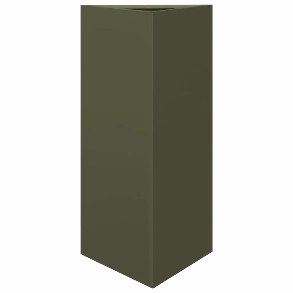 Berkfield Home Garden Steel Planters, 2 Pack, Olive Green, W: 40 cm, D: 34.5 cm, H: 70 cm – 4