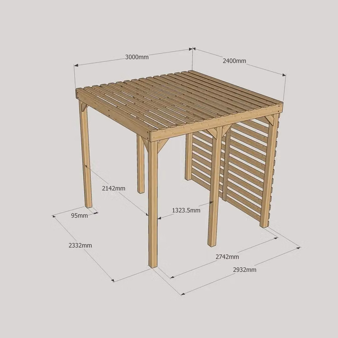 Rutland County Garden Furniture Ltd Shade Pergola in Brown Wood, W: 300 cm, D: 240 cm, H: 270 cm – 3