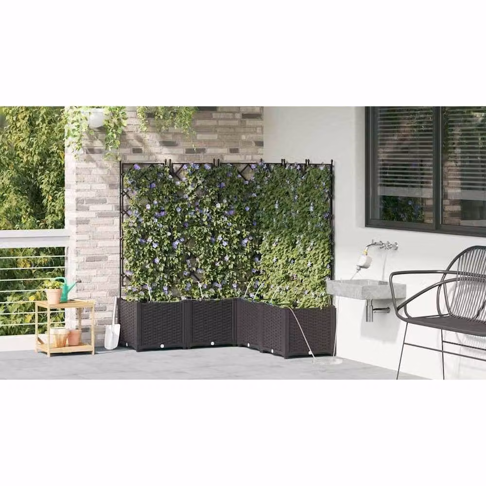 Berkfield Home Garden Planters with Water Irrigation System, 5 Piece Set, Black – 4