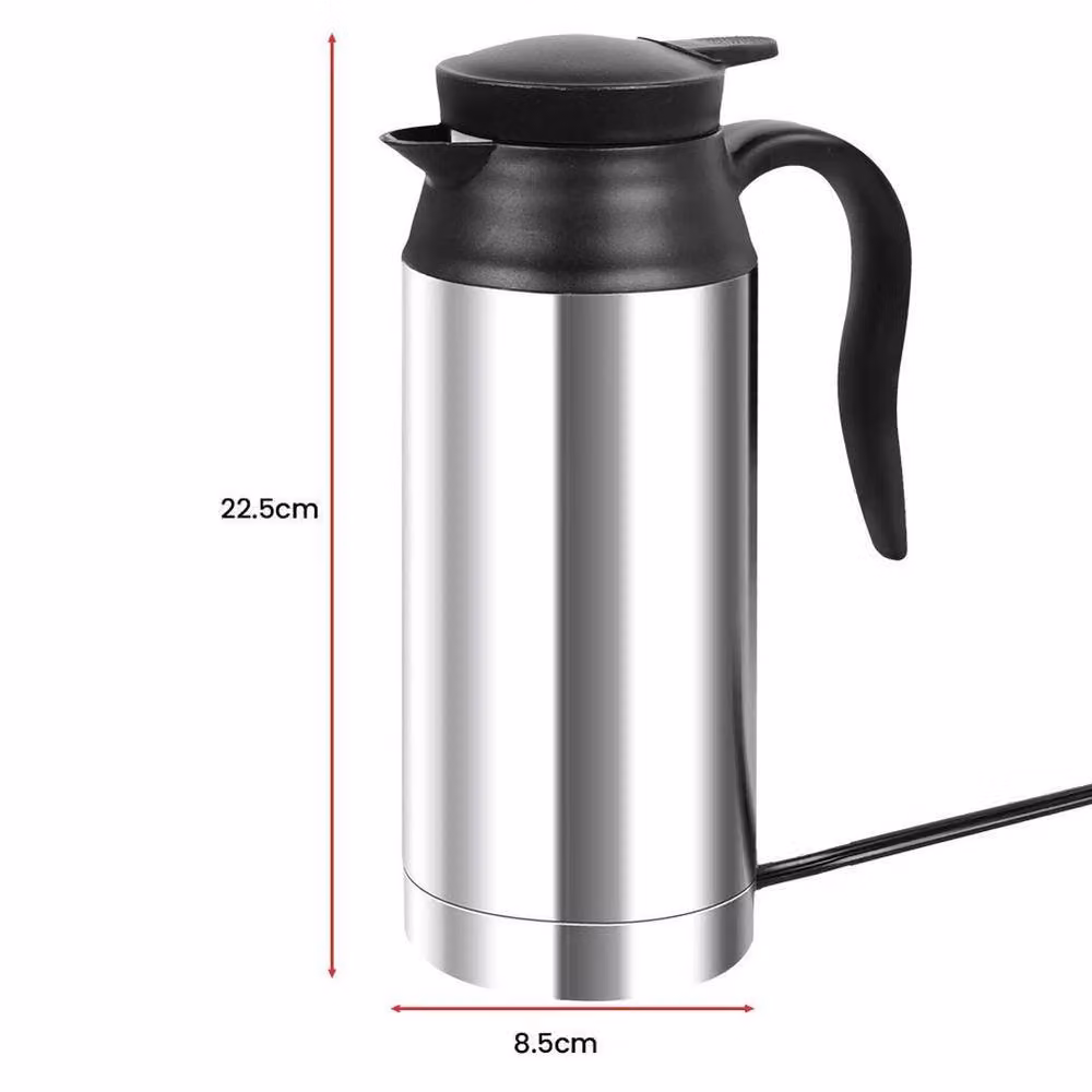 PAWNORA 12V Electric Stainless Steel Kettle in Silver, 750ml – 2