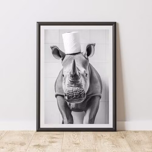 60 Second Makeover Rhino Toilet Roll Animal Print Paper Poster, A4, Multicolour