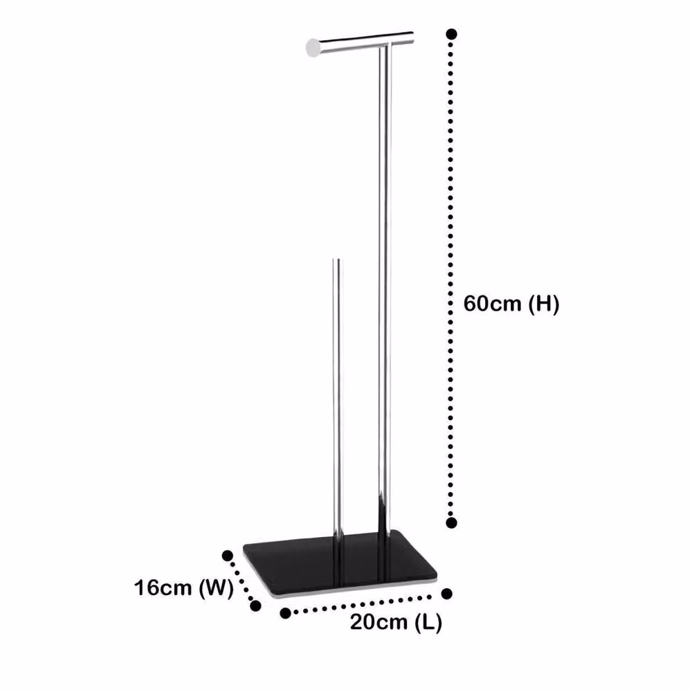 EONLION Stainless Steel Freestanding Toilet Roll Holder with Spare Roll Holder in Black – 2