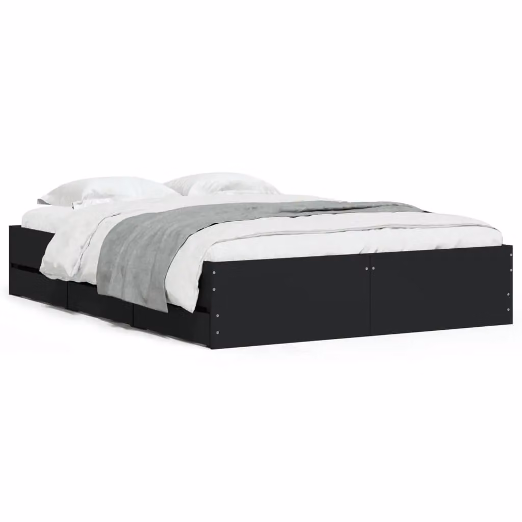 Berkfield Home Small Double Bed Frame with Drawers, Black, W/D/H: 120 x 190 cm – 2