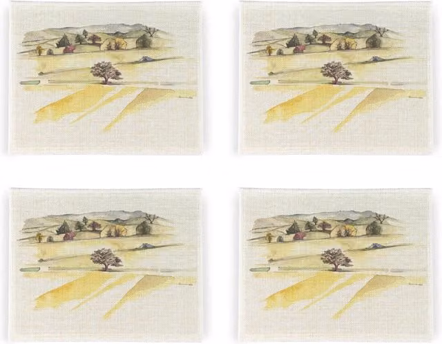 Purely Home Floral Linen Square Placemats, Set of 4, White
