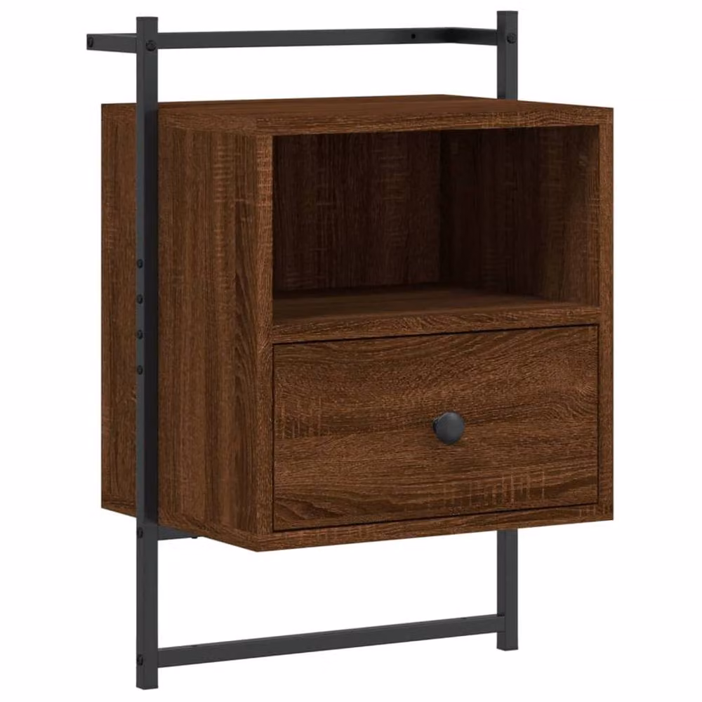 Berkfield Home Wall-mounted Decorative Bedside Cabinet in Brown Oak, W/D/H: 40 x 30 x 61 cm – 3