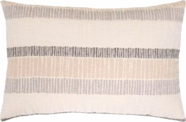 Divante Modern Striped Rectangular Jacquard Cushion in Beige, Brown and Grey