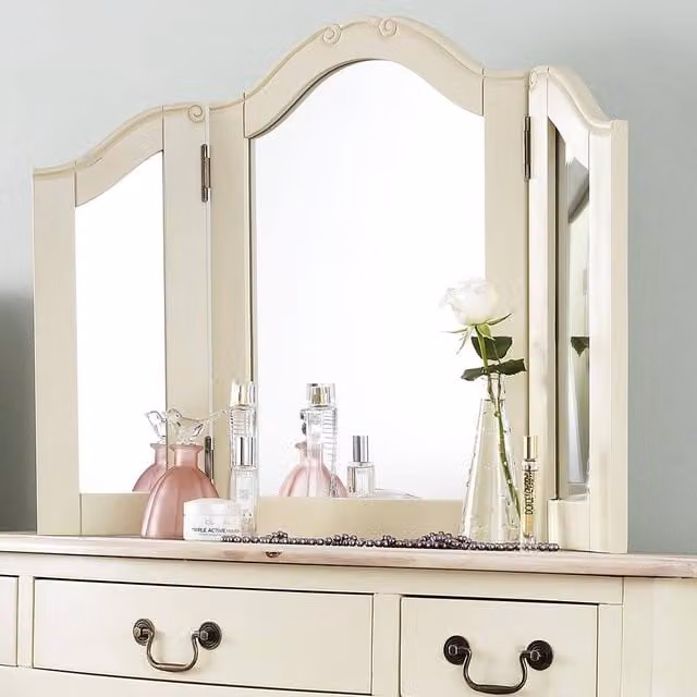 Statement Furniture Juliette 3-Way Dressing Table Mirror in White and Gold, W84cm x H60cm x D2cm