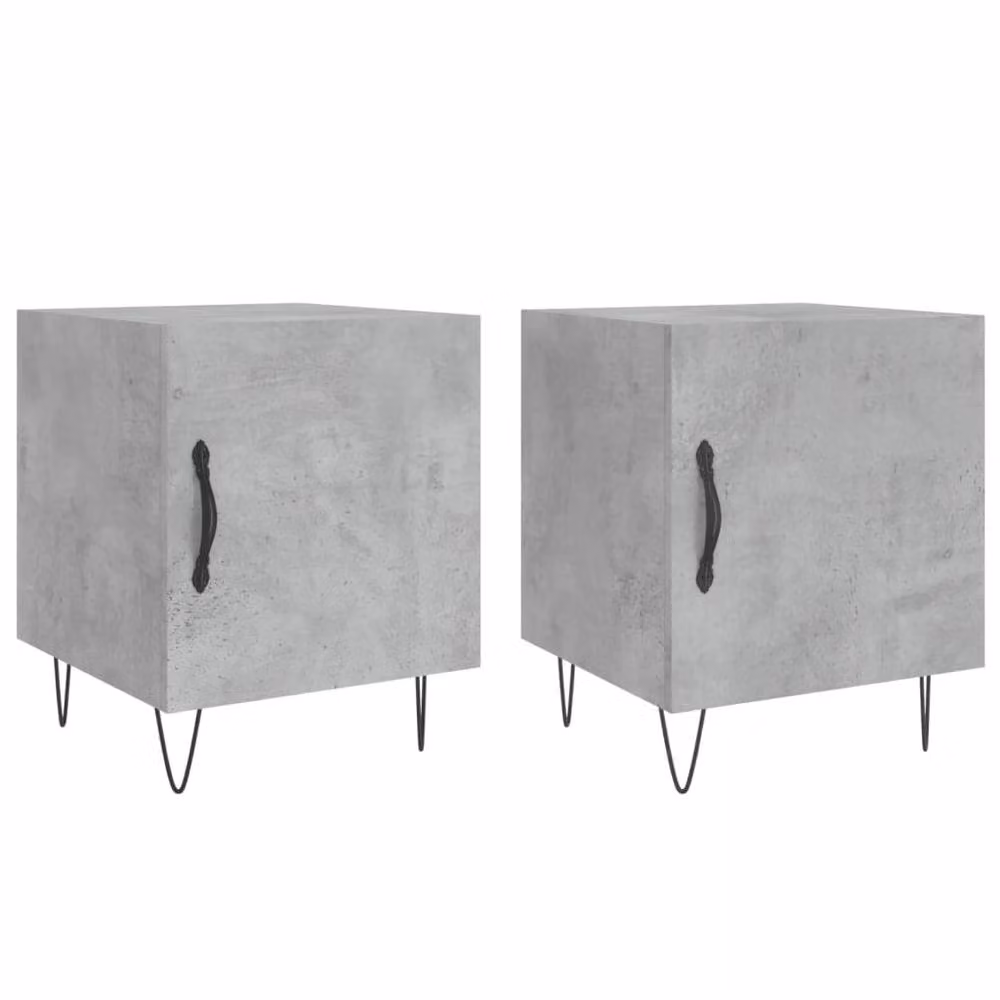 Berkfield Home Modern Bedside Cabinets, 2 Piece, Concrete Grey, W/D/H: 40 x 40 x 50 cm – 2