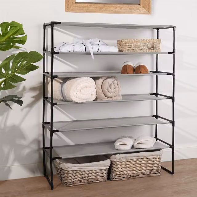 OHS 6 Tier Metal Standing Storage Rack in Grey