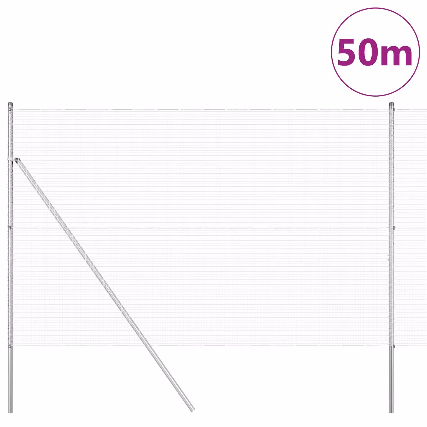 Berkfield Home Galvanised Steel Welded Wire Fence with 13 Posts, Silver, 1.6 x 50 m – 2