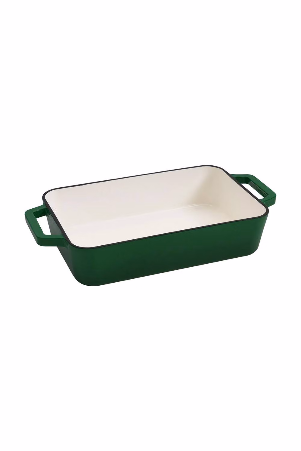 ExtraStar Enamelled Cast Iron Rectangular Casserole Dish with Handles, Green – 6