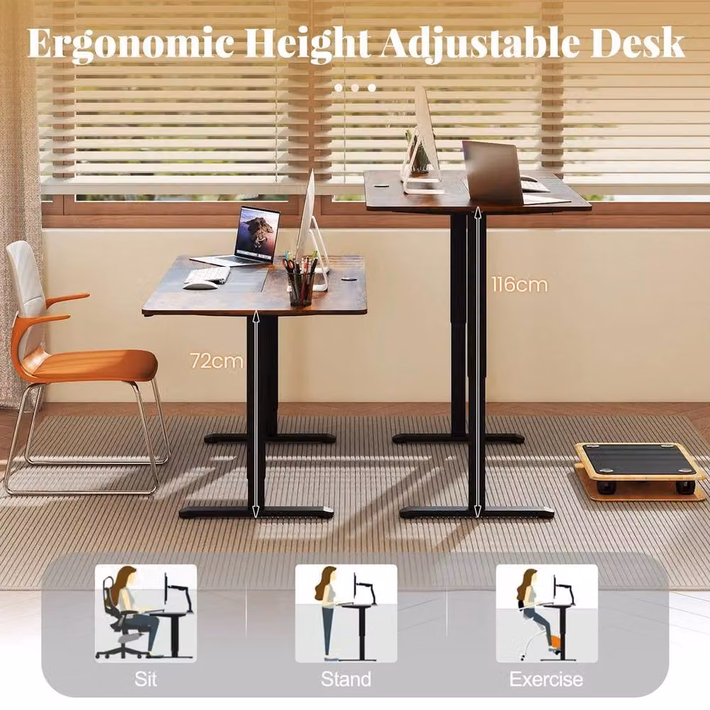 Kelvenix Electric Standing Desk in Brown, W/D/H: 140 x 70 cm – 4