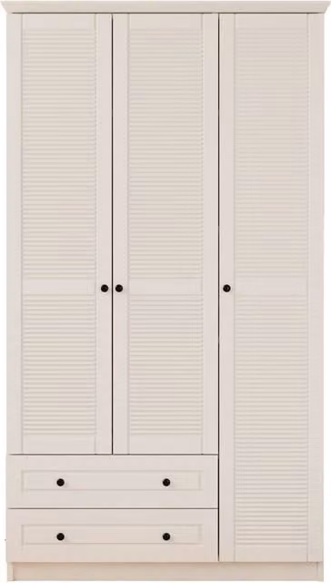EVUHOME VOLET 3 Door 2 Drawer Wardrobe in White and Black, H: 184 cm x W: 105 cm x D: 52 cm