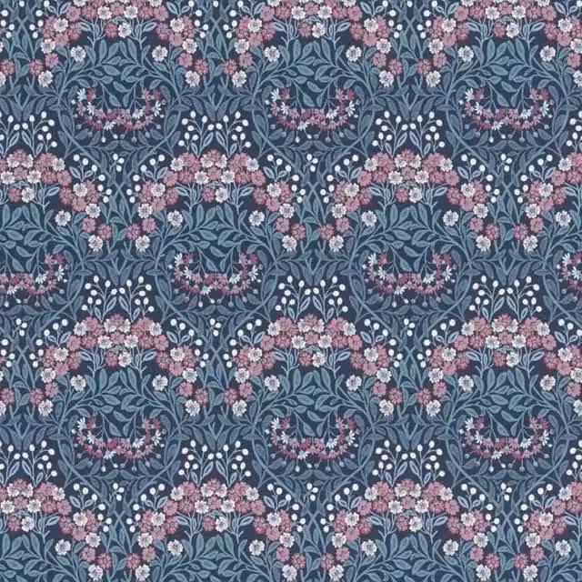 Rasch Sophia Blue Floral Botanical Art Nouveau Vinyl Non-Woven Wallpaper – 1